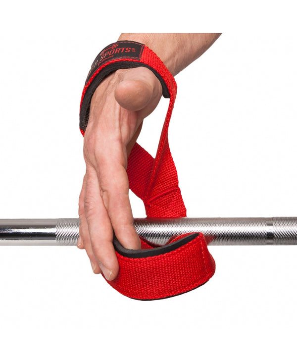 C.P. Sports Figure 8 Straps Lifting Loops Red – figure 8-rem runt skivstång med öppen hand