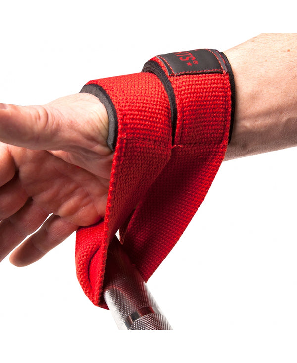 C.P. Sports Figure 8 Straps Lifting Loops Red – i användning runt handled