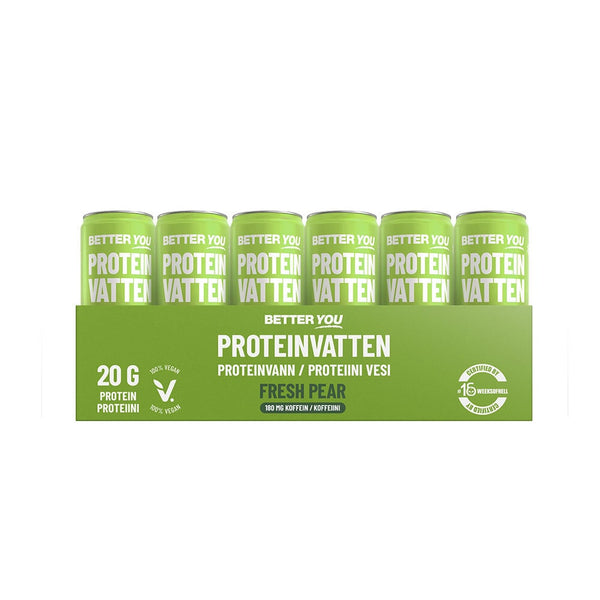 Better You Proteinvatten Fresh Pear Koffein 180 mg 330 ml – sex flaskor Proteinvatten Fresh Pear
