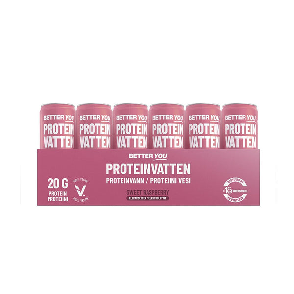 Better You Proteinvatten Sweet Raspberry Elektrolyter 330 ml – sex flaskor Proteinvatten Sweet Raspberry