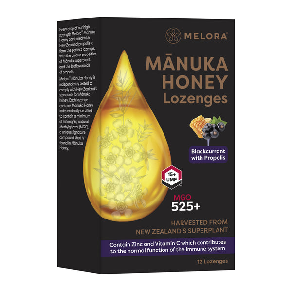 Melora Manuka & Propolis Lozenges Blackcurrant 12 st