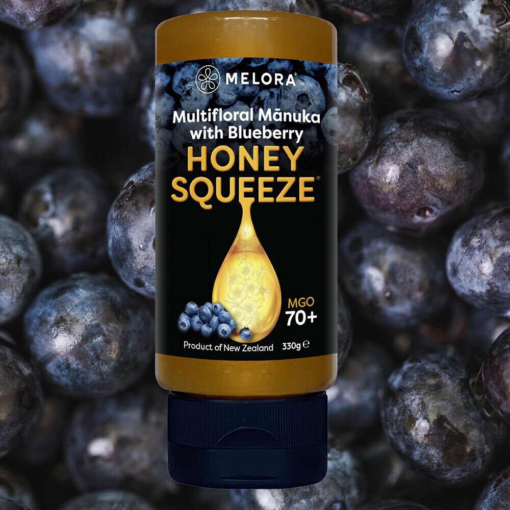 Melora Manuka Honung 70+ MGO Blueberry Squeeze 330 g