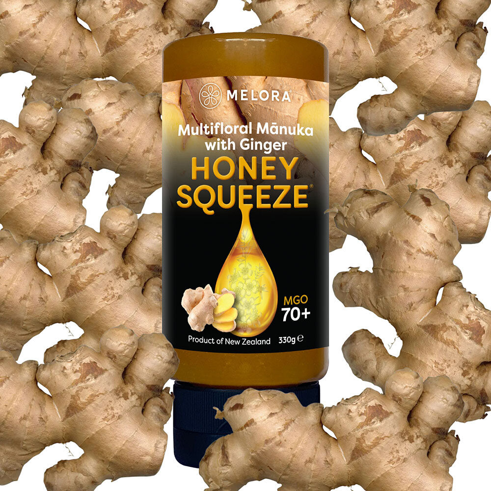 Melora Manuka Honung 70+ MGO Ginger Squeeze 330 g