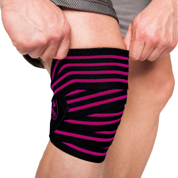 C.P. Sports Knee Wraps black/pink 2 m – knälindor i användning