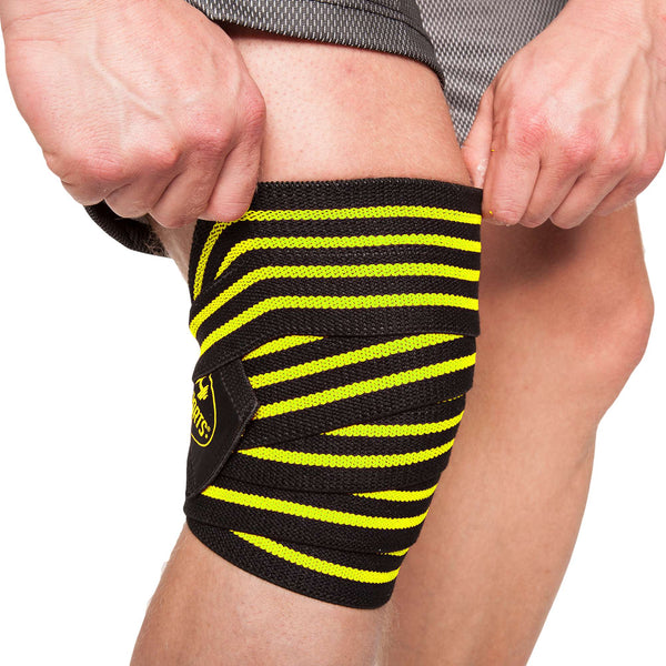 C.P. Sports Knee Wraps Black/Yellow 2 m – knälindor justeras runt knä