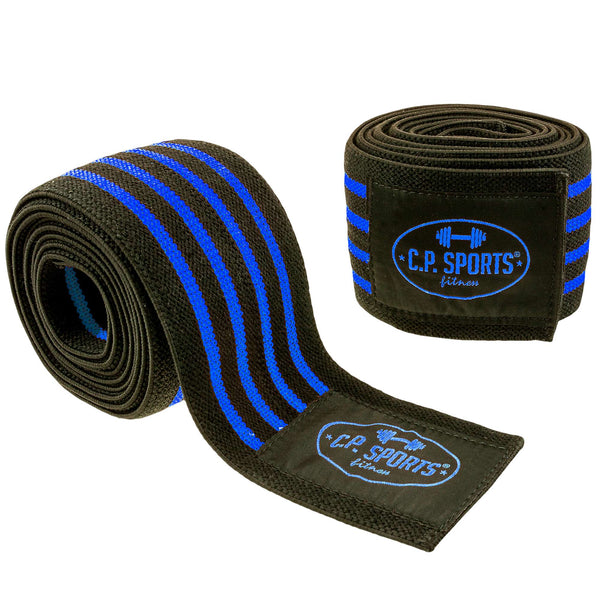 C.P. Sports Knee Wraps Black Blue 2 m