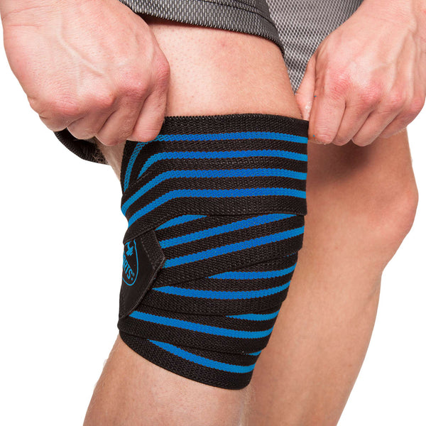 C.P. Sports Knee Wraps Black Blue 2 m – knälindor i användning
