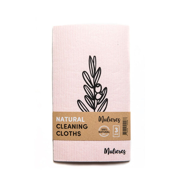 Mulieres Naturlig Disktrasa 3-Pack – Mulieres Natural Cleaning Cloths i rosa förpackning