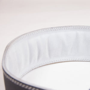 Gorilla Wear 4 Inch Padded Leather Belt Black/Grey – närbild av insida och vaddering