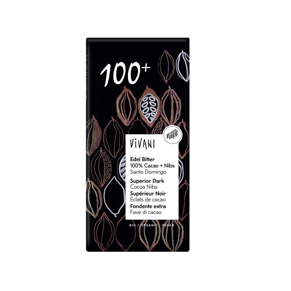 Vivani Ekologisk Mörk Choklad Superior 100% Kakaonibs 80 g