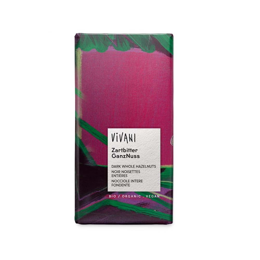 Vivani Ekologisk Mörk Vegansk Choklad Hel Hasselnöt 100 g