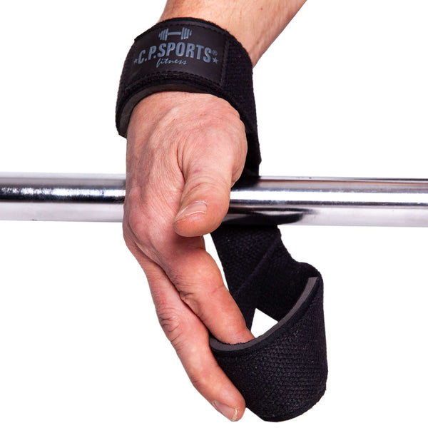 C.P. Sports Figure 8 Straps Lifting Loops Black – i användning runt handled och stång