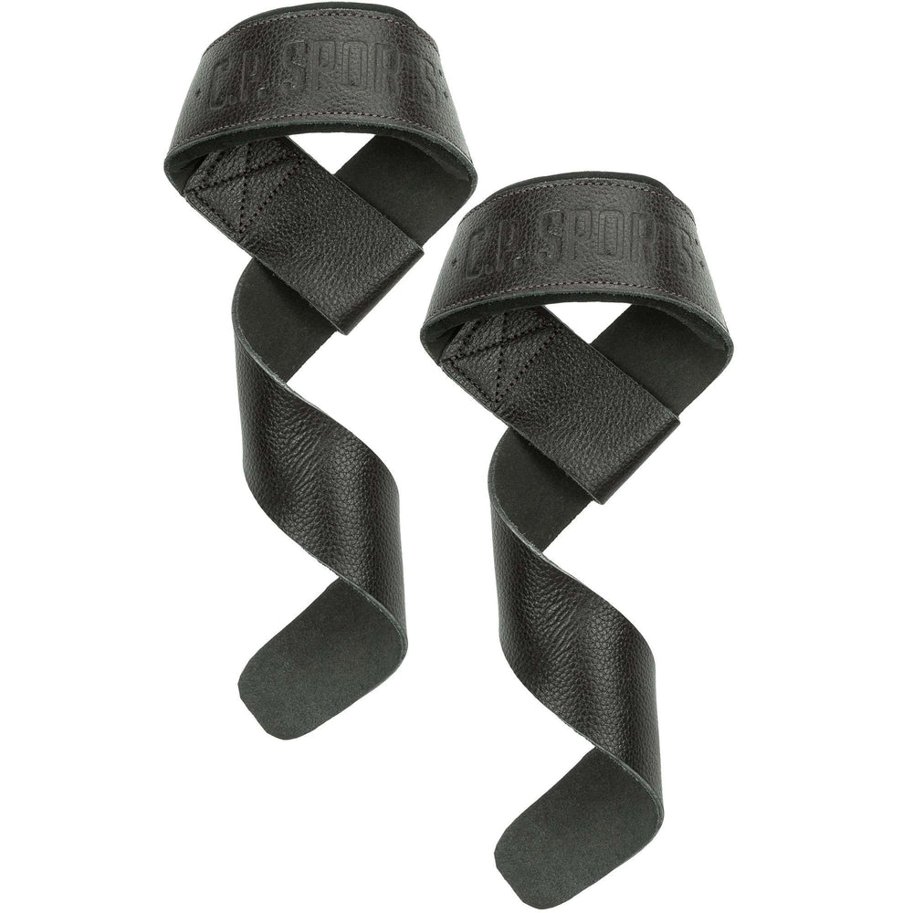 C.P. Sports Padded Leather Lifting Straps Black
