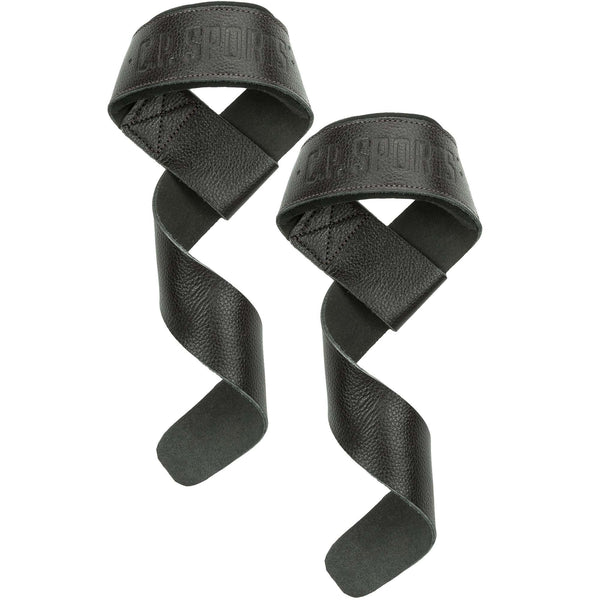 C.P. Sports Padded Leather Lifting Straps Black