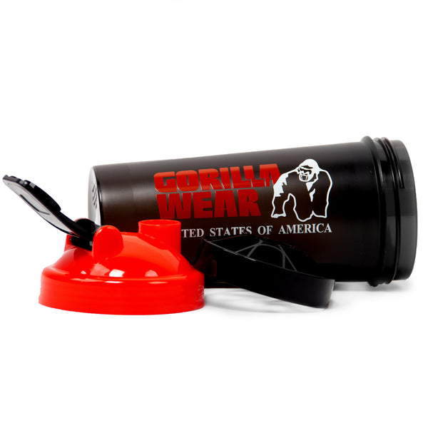 Gorilla Wear Shaker XXL black/red 1000 ml – med lock