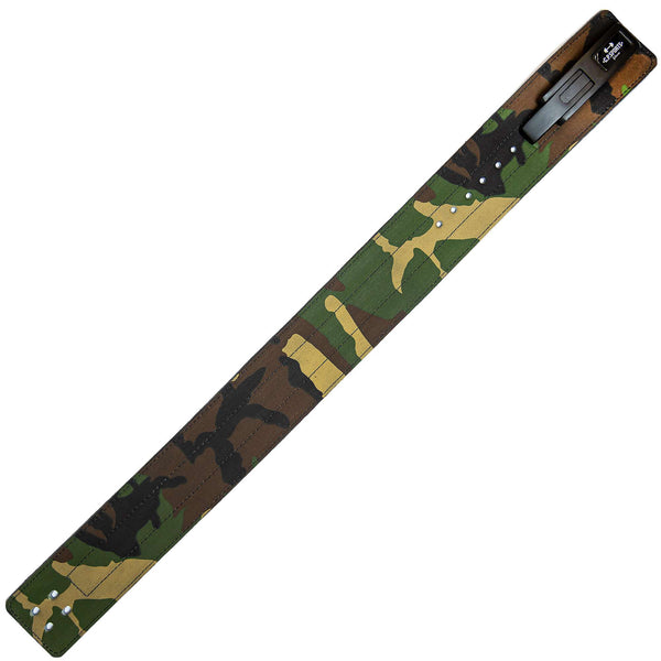 C.P. Sports Powerlifting Lever Belt Green Camo – powerliftingbälte utsträckt i produktvy