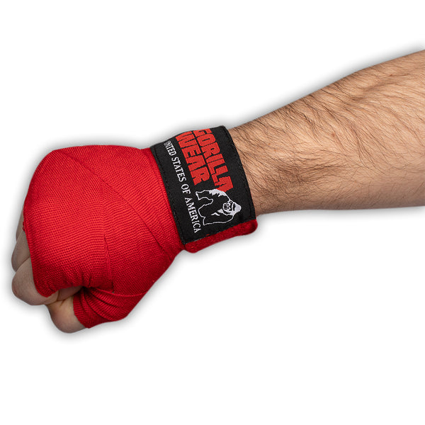 Gorilla Wear Boxing Hand Wraps Red 4 m – boxningslinda runt knuten hand