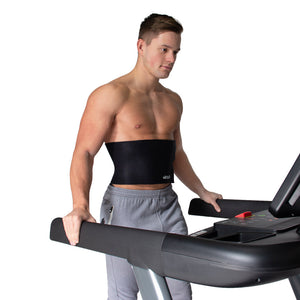 Virtufit Waist Trimming Belt Black – midjebälte i användning på löpband