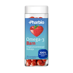 Pharbio Omega-3 Barn Jordgubbssmak 70 tuggkapslar