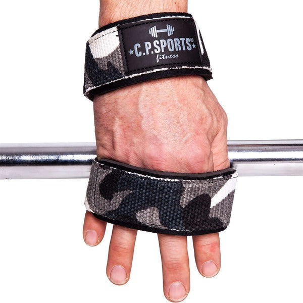 C.P. Sports Figure 8 Straps Lifting Loops white camo – white camo-rem framifrån över handrygg