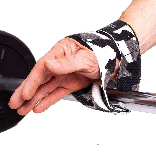 C.P. Sports Figure 8 Straps Lifting Loops white camo – white camo-rem med öppen hand vid skivstång