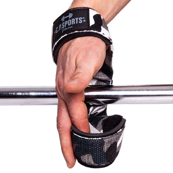 C.P. Sports Figure 8 Straps Lifting Loops white camo – white camo-rem över handrygg vid skivstång