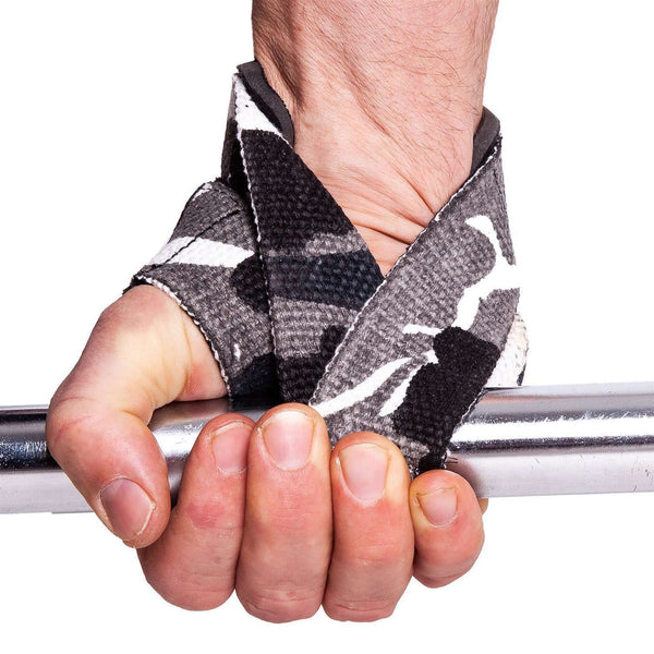 C.P. Sports Figure 8 Straps Lifting Loops white camo – white camo-rem i slutet grepp runt skivstång