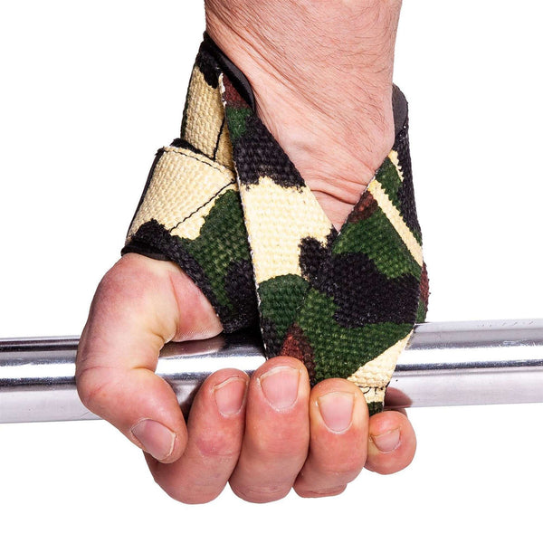 C.P. Sports Figure 8 Straps Lifting Loops green camo – i användning med skivstång