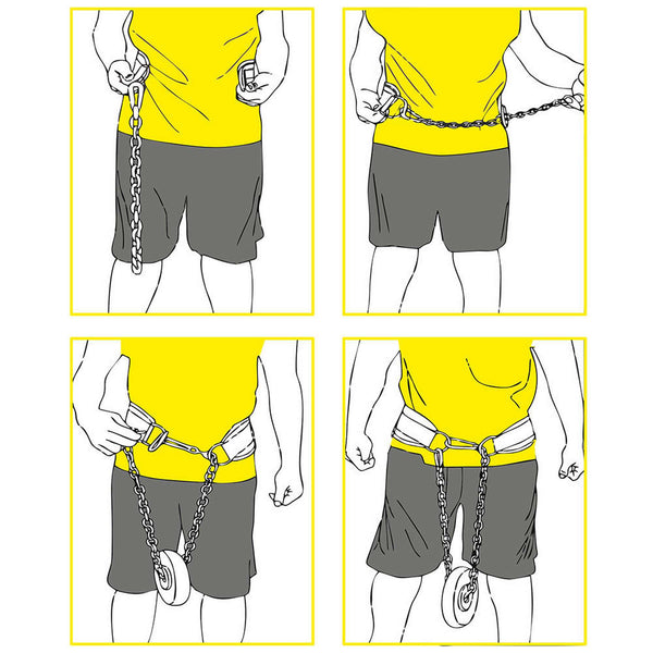 C.P. Sports Dip Belt Black – instruktionsbild för användning