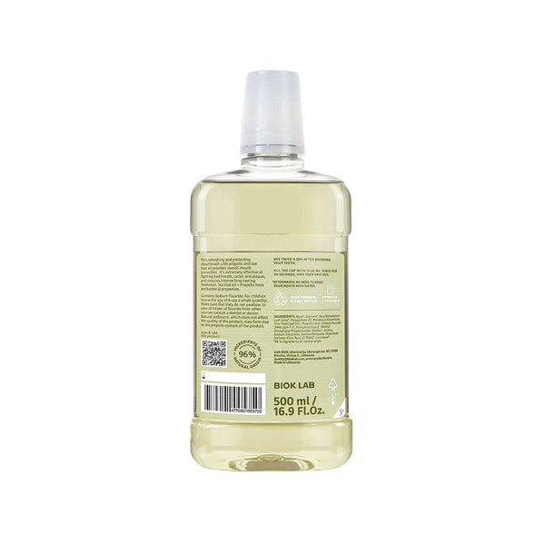 Ecodenta Refresh & Protect Mouthwash 500 ml – baksida av flaskan