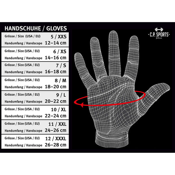 C.P. Sports Wrist Wrap Glove black/white – storleksguide