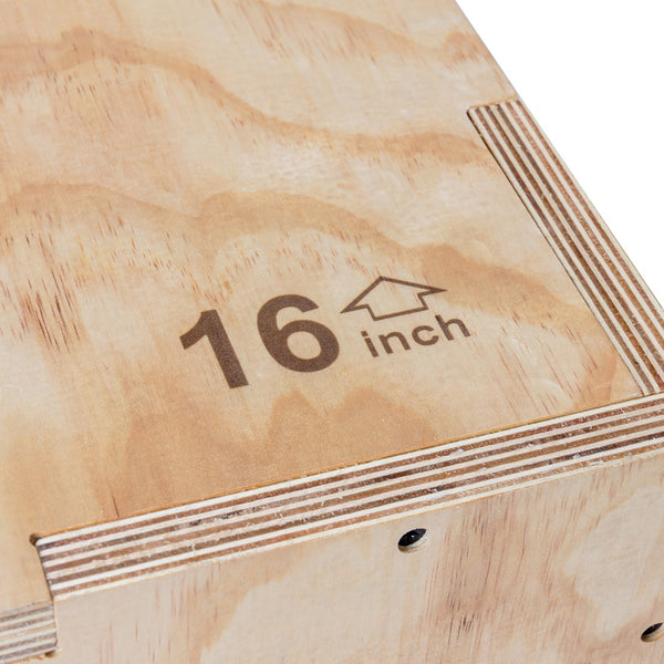 Virtufit Crossfit Plyo Box 3-in-1 50x45x40 cm – närbild av 16-tumsmarkering
