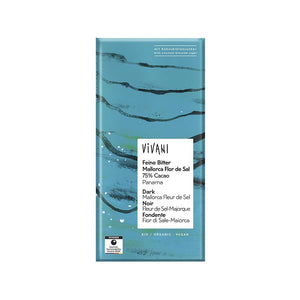Vivani Ekologisk Mörk Vegansk Choklad Mallorca Fleur de Sel 75% 80 g