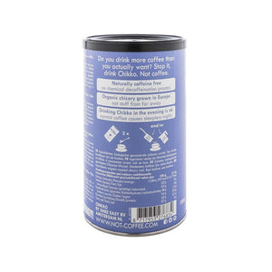 Chikko Not Coffee Ekologiskt Rostat Cikoriakaffe 150 g – baksida med instruktioner
