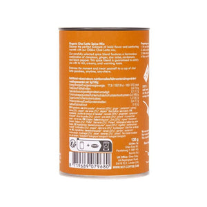Chikko Not Coffee Chai Lattemix 130 g – baksida med innehållsinformation