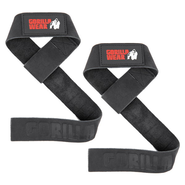 Gorilla Wear Leather Lifting Straps Black