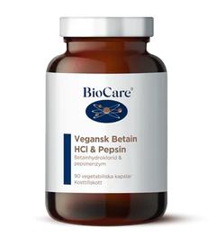 BioCare Vegansk Betain HCL & Pepsin 90 kapslar