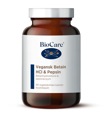 BioCare Vegansk Betain HCL & Pepsin 90 kapslar