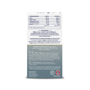 Minami MorEPA Omega-3 Platinum 90% 60 kapslar – baksida med innehållsinformation