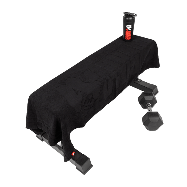 Gorilla Wear Large Towel Black 70 x 140 cm – stor träningshandduk utlagd