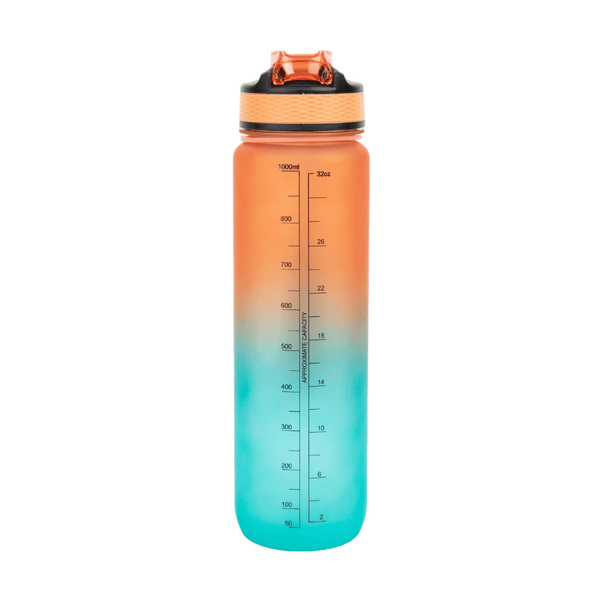 Gorilla Wear Gradient Water Bottle Green Orange 1000 ml – vattenflaska med måttmarkeringar