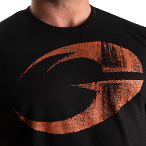 GASP Cadet Tee T-Shirt Black/Flame – närbild av brösttryck