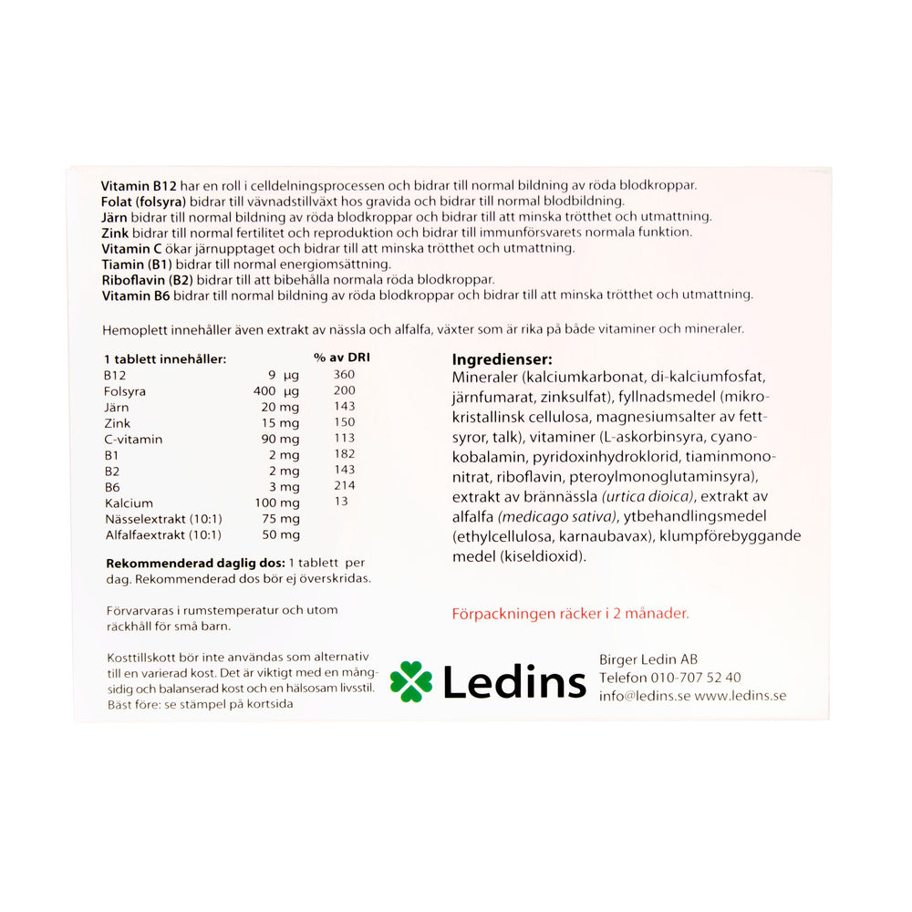 Ledins Hemoplett 60 tabletter
