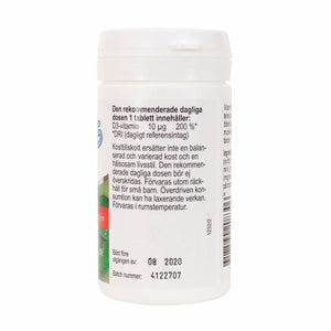 Ledins D-Vitamin Kids 10 µg 90 Tuggtabletter – baksida med produktinformation