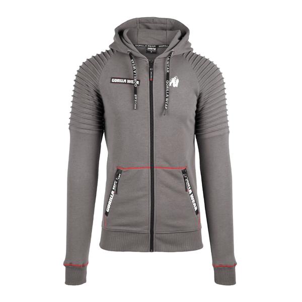 Gorilla Wear Georgia Zipped Hoodie Grey – hoodie framifrån