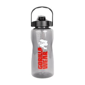 Gorilla Wear Water Bottle With Sleeve 2 L black – transparent vattenflaska framifrån