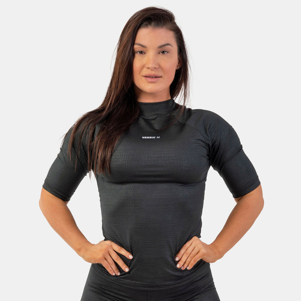 NEBBIA Python SnakeSkin Mid Sleeve T-shirt Black