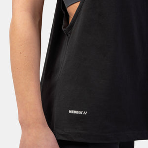 NEBBIA Feeling Good Cross Back Tank Top Black – detaljbild