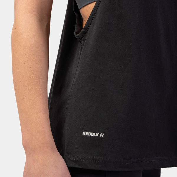 NEBBIA Feeling Good Cross Back Tank Top Black – detaljbild