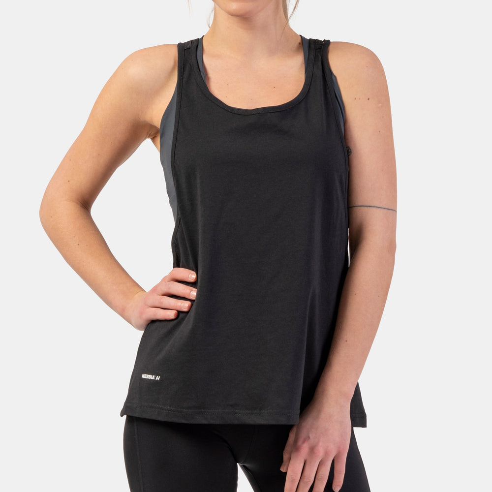 NEBBIA Feeling Good Cross Back Tank Top Black